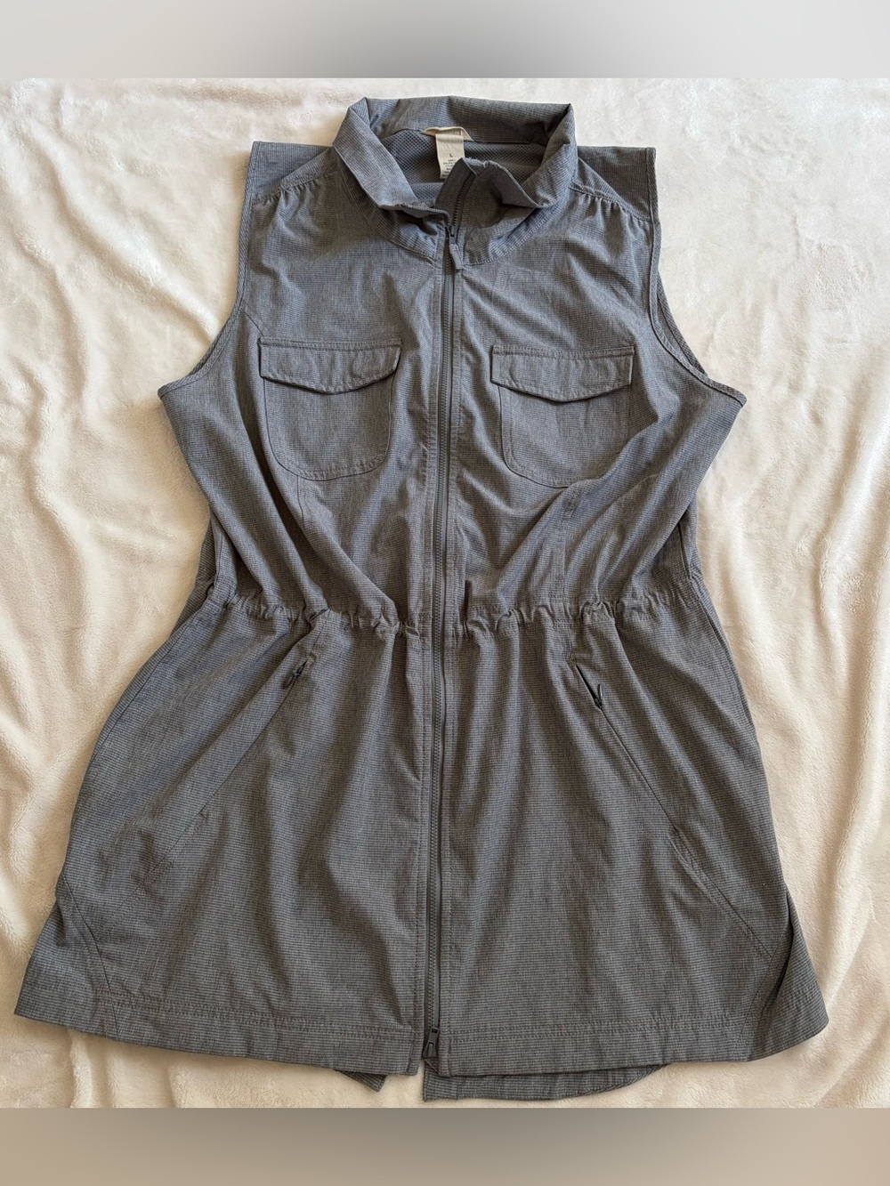 Duluth Trading Co Gray Tunic Sleeveless Vest Jacket Size Large